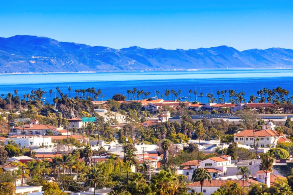 Santa Barbara town and ocean view