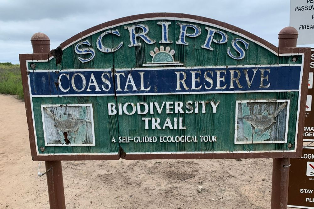 Scripps coastal reserve biodiversity trail sign