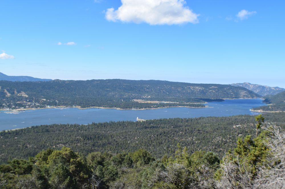 Cougar Crest Trail looking down on the lake