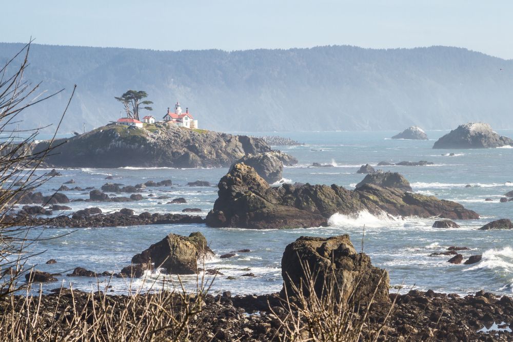 Crescent city beach and lighthouse