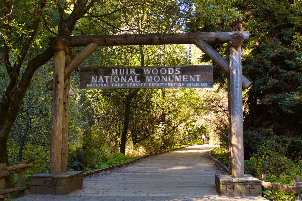 The sign for Muir Woods National Monument