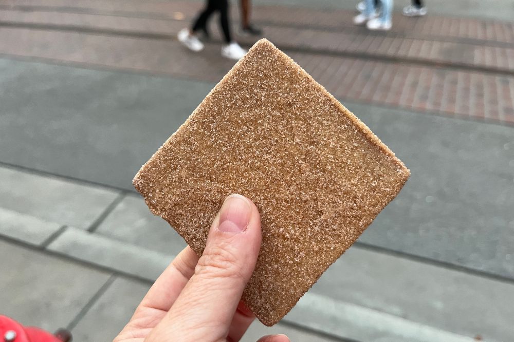 A square of churro toffee