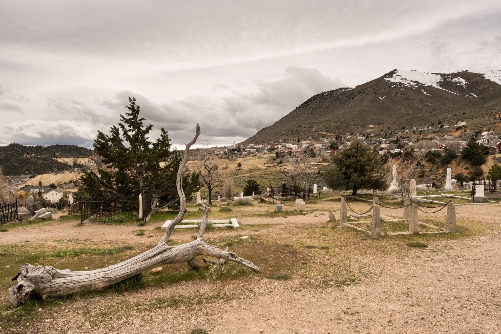 Virginia City cemetery looking toward town