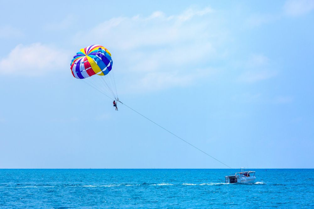 Parasailing on the ocean