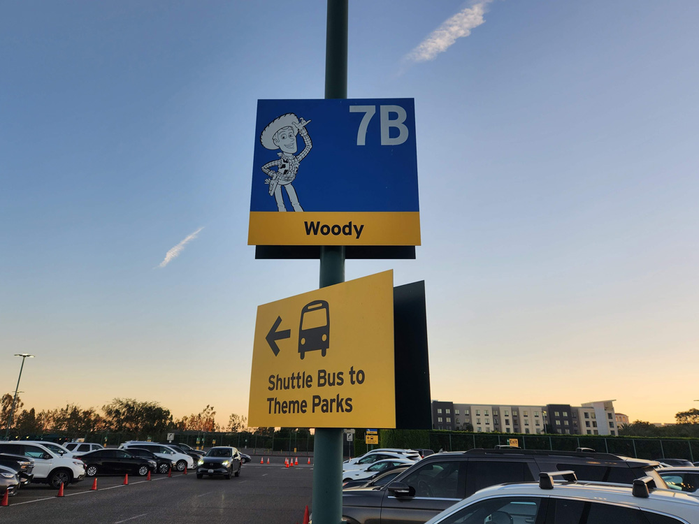 Parking signs in Toy story parking lot