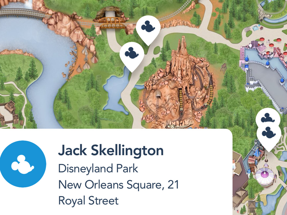 Locating character visits through the app